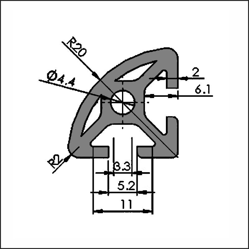 Aluminum T-slot 6-2020R