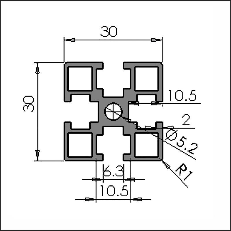 Aluminum T-slot 6-3030B