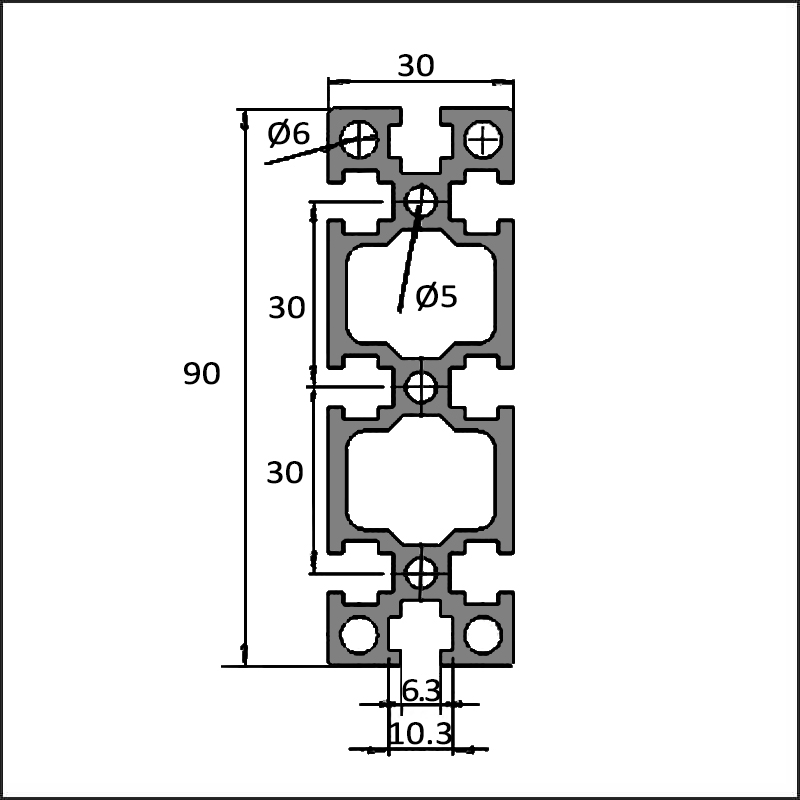 Aluminum T-slot 6-3090A