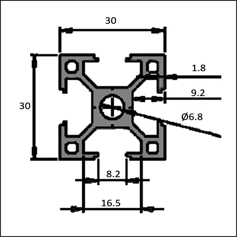 Aluminum t-slot 8 3030A CAD