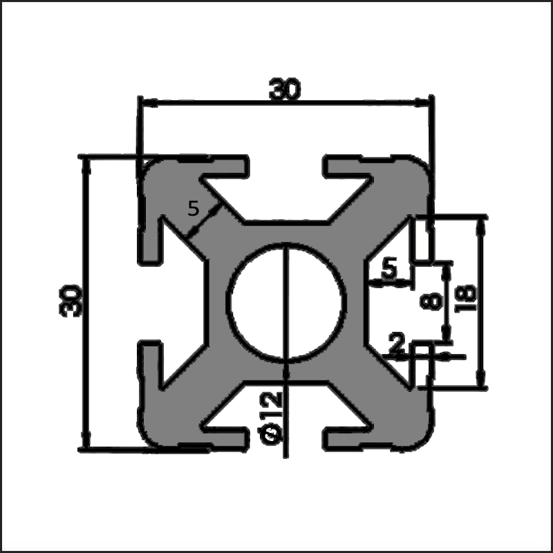 Aluminum t-slot 8 3030E CAD