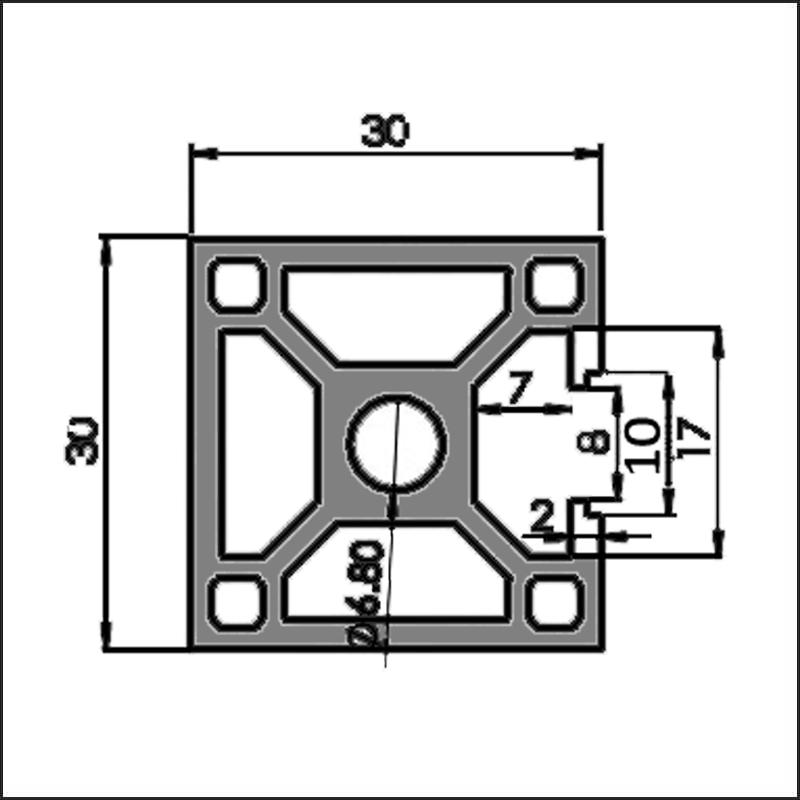 Aluminum t-slot 8 3030F CAD