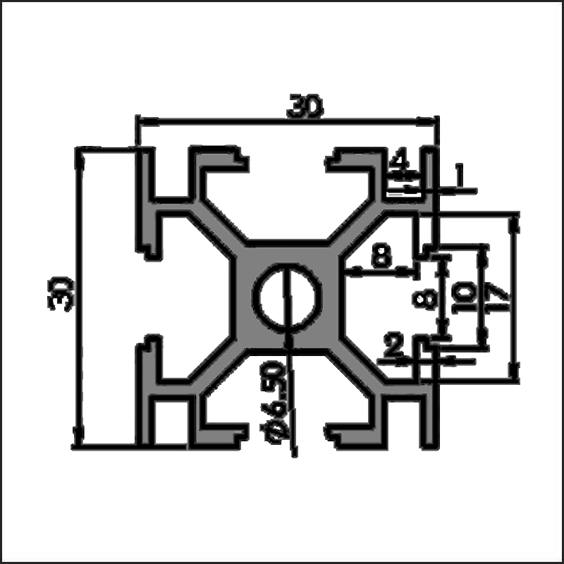 Aluminum t-slot 8 3030H CAD