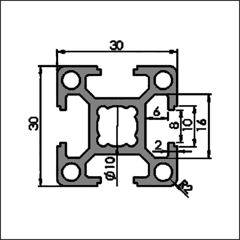 Aluminum t-slot 8 3030L CAD