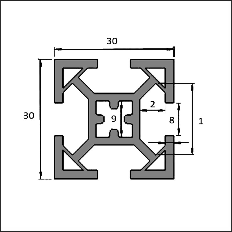 Aluminum t slot 8 3030V CAD