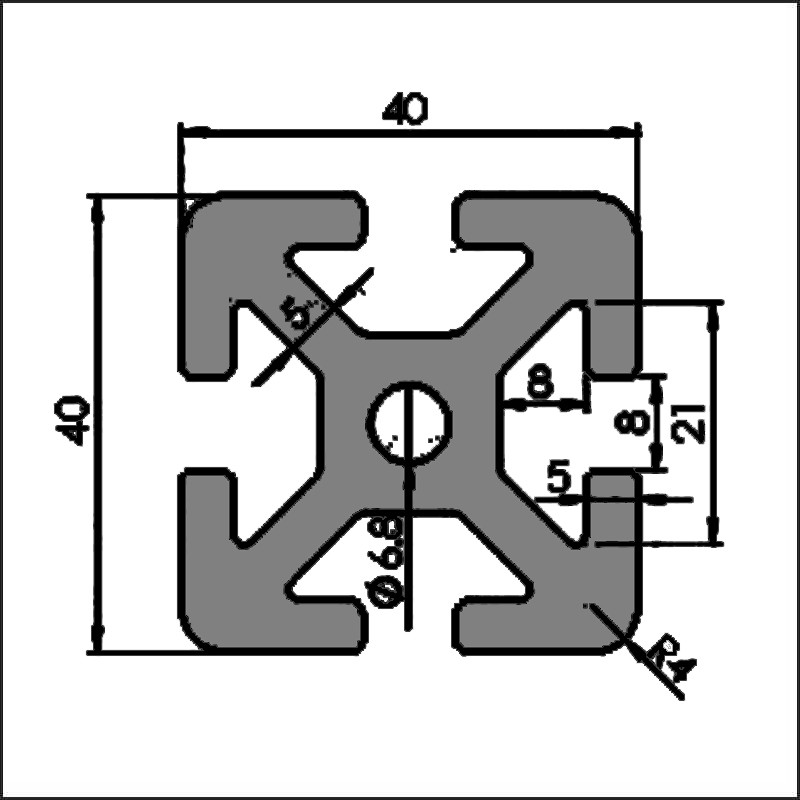 Aluminum t-slot 8-4040HG